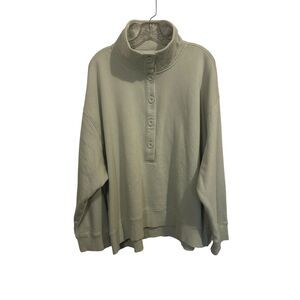 621 Universal Thread Sage Green Funnel Neck Sweatshirt Button Neck Pullover